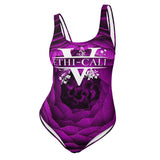 Ethi-Cali Floral V Purple Flower One-Piece Swimsuit