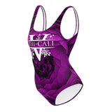 Ethi-Cali Floral V Purple Flower One-Piece Swimsuit