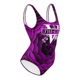 Ethi-Cali Floral V Purple Flower One-Piece Swimsuit