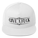 GIVE A FUCK Flat Billed Snapback / White