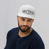 GIVE A FUCK Flat Billed Snapback / White