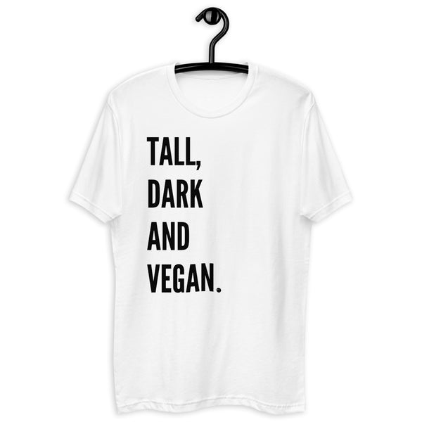 Tall, Dark And Vegan Men's Premium Crew Neck Fitted Tee / White