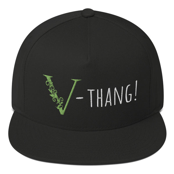 Black vegan snap back hat/Front
