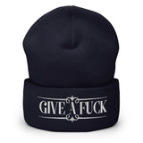 GIVE A FUCK Cuffed Beanie / White