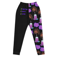 Women's cute black vegan jogger sweatpants with graphic / back