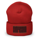 COMPASSION Vegan Cuffed Beanie / Black Font