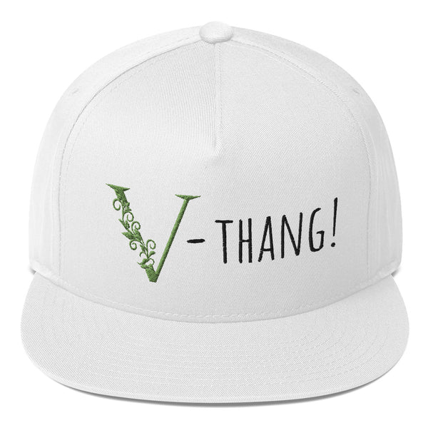 White vegan snap back hat/Front