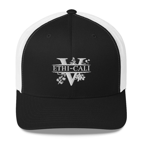 Ethi-Cali Black and white vegan trucker hat