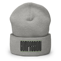 COMPASSION Vegan Cuffed Beanie / Black Font