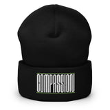 COMPASSION Vegan Cuffed Beanie / White Font