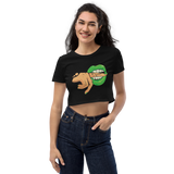 Women's Vegan Lips Organic Crop Top / Green Lips