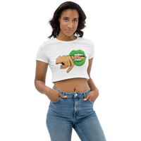 Women's Vegan Lips Organic Crop Top / Green Lips