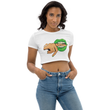 Women's Vegan Lips Organic Crop Top / Green Lips