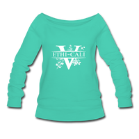 Ethi-Cali Women's Floral V Wideneck Vegan Sweatshirt - teal