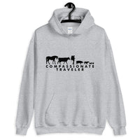 Compassionate Traveler Soft Vegan Hoodie / Female Backpacker