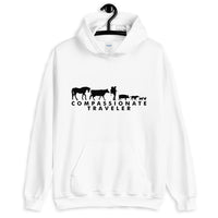 Compassionate Traveler Soft Vegan Hoodie / Female Backpacker